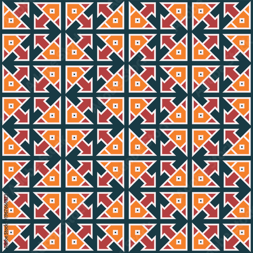 Geometrical Ornamental Arrow Seamless Wallpaper Flat Decorative Interior Pattern