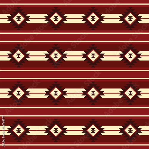 Geometric Flat Navajo Motif Pattern, Repetitive Style Seamless Background Texture