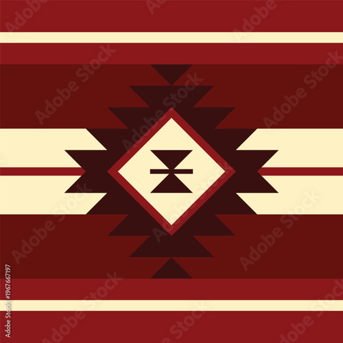 Geometric Native American Inspired Pattern Ornament Decorative Ethnic Textile