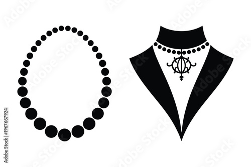 Pearl necklace and pendant jewelry fashion accessories silhouette