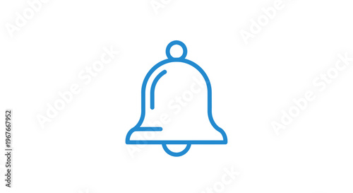 Simple Blue Bell Icon Symbol.