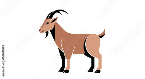 Stylized vector illustration of a mountain goat isolated on a white background
