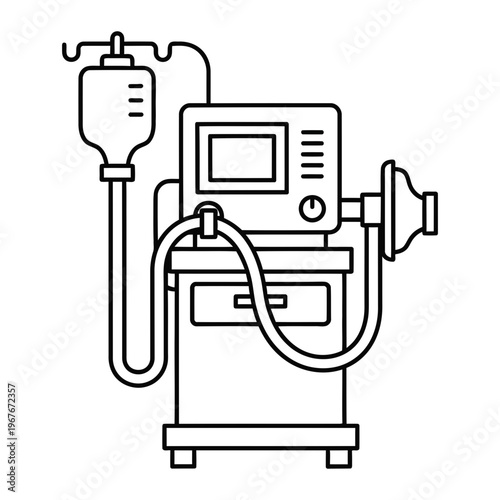 Medical ventilator machine icon line art