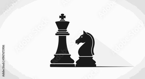 Black chess pieces king and knight.