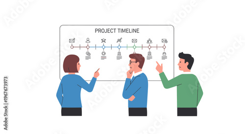 Business people discussing project timeline.