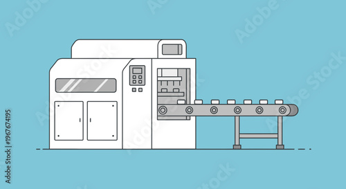 Industrial machine with conveyor belt system.