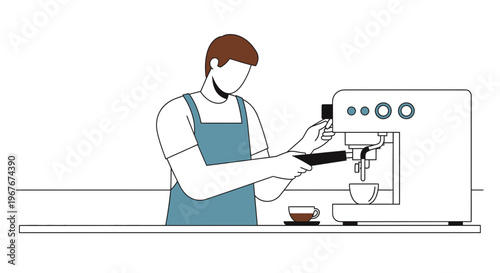Person operating a coffee machine.
