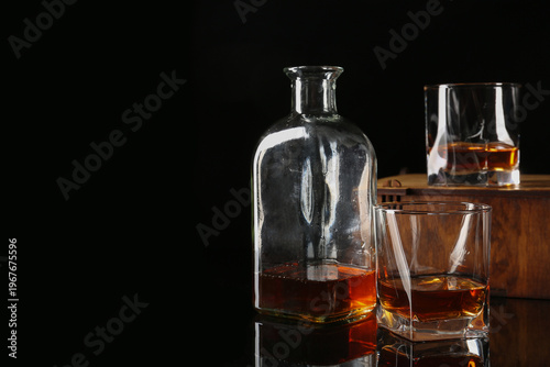 Glasses and bottle of cold ...