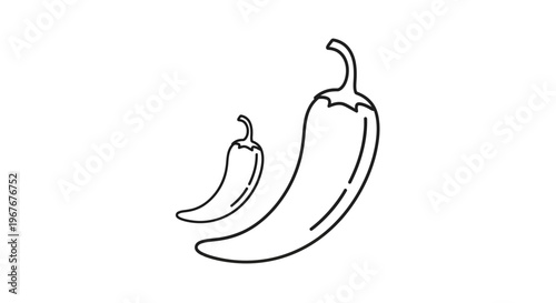 Two chili peppers simple line drawing.