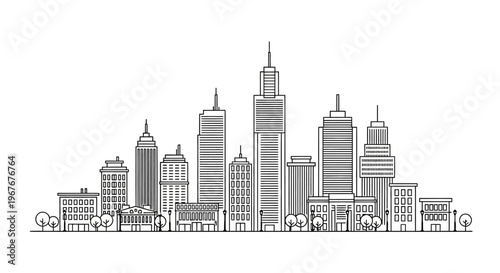City Skyline with Tall Skyscrapers.