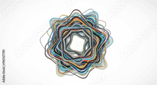 Colorful Multilayered Wavy Lines Forming Shape.