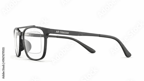Sleek Modern AR Glasses with Stylish Design and Preset Text AR Glasses on White Background