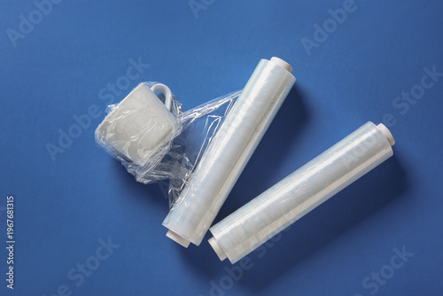 Rolls of stretch wrap and c...