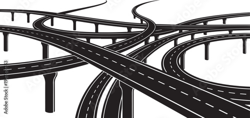 Interconnected Highway System with Multiple Ramps and Roads