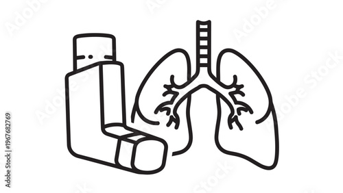 Medical Illustration Showing Human Lungs and Respiratory System Anatomy.