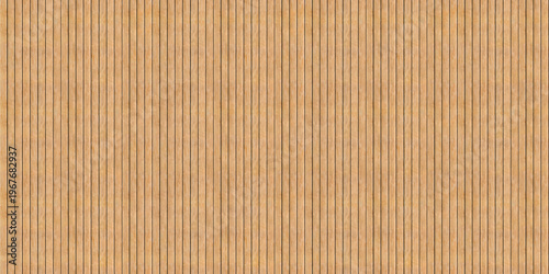 Brown wood panel seamless texture background. Natural brown wooden plank fence. Vertical lath slat siding strips.