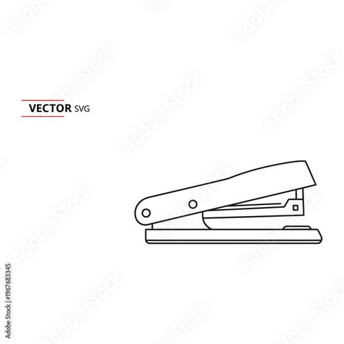 Manual desktop stapler outline illustration for office and stationery document