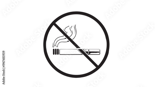 No Smoking Sign with Cigarette and Prohibition Symbol for Public Awareness.