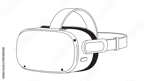 Virtual Reality Headset with Adjustable Strap and Modern Design for Gaming and Entertainment.