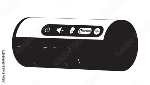 Modern black and white electronic device with control panel and indicator lights.