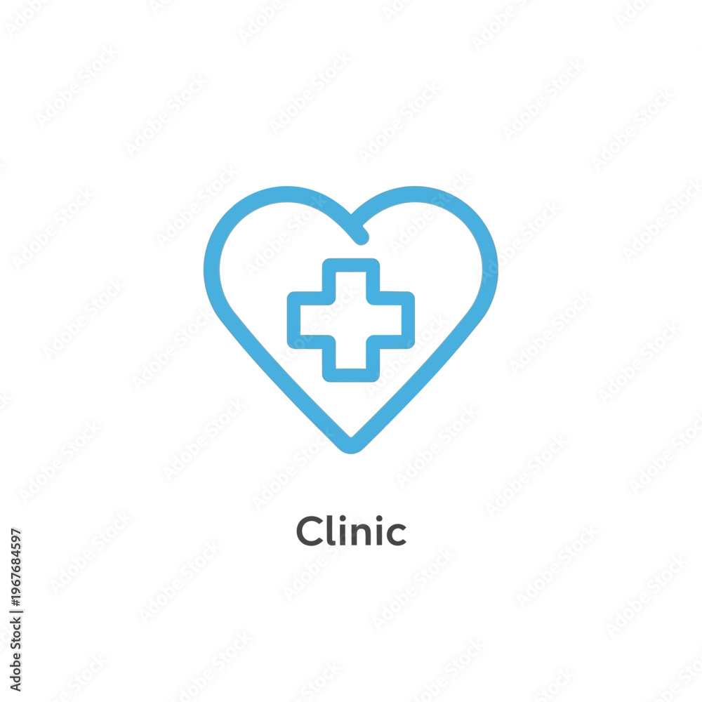 Fototapeta premium Blue heart with medical cross symbol.