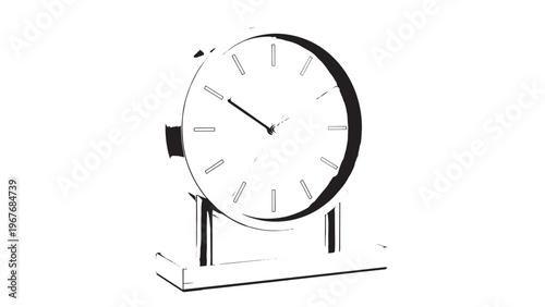 Modern Analog Clock with Minimalist Design on Stand.