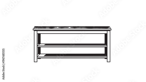 Simple Wooden Workbench with Two Shelves for Workshop or Garage Use.