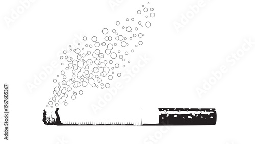 Minimalist Illustration of Smoke Rising from a Cigarette and a Box.