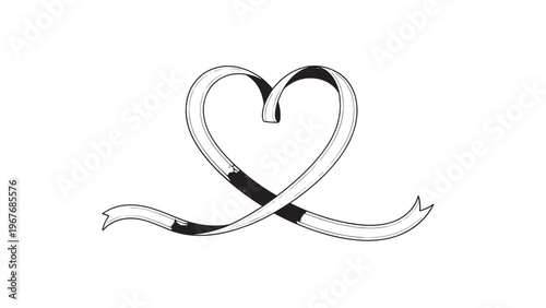 Elegant Ribbon Heart Symbol with Flowing Design for Love and Romance Themes.