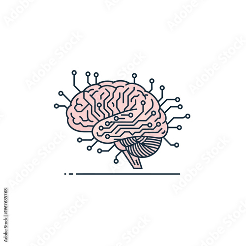 Brain with circuit board connections.