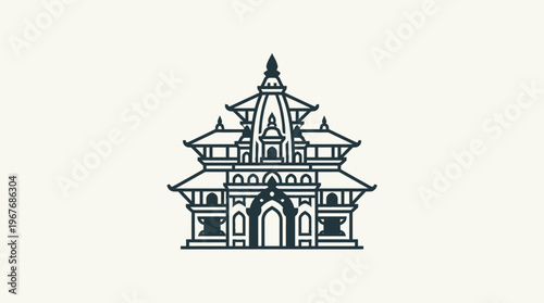 Neat Vector of Traditional Nepali Temple