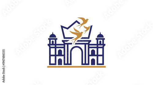 Elegant Royal Palace Logo with Birds