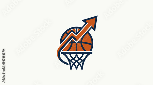 Basketball with Growth Arrow and Hoop