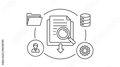 Digital Data Management and Cloud Storage Concept Illustration.