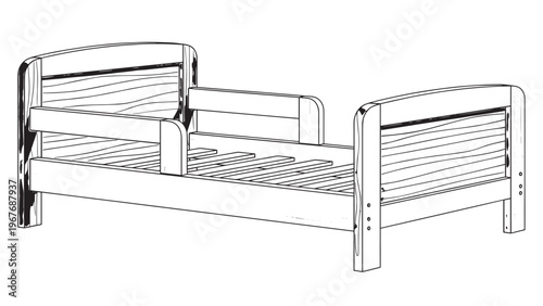 Simple Metal Bed Frame with Slats and Side Rails for Bedroom Use.