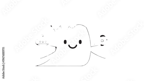 Cute Cartoon Tooth Character Smiling with Sparkles and Friendly Expression.