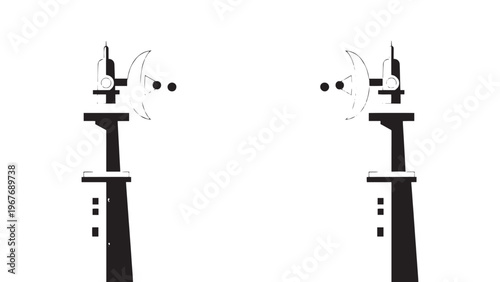 Minimalist Illustration of Two Candles with Flames and Dots.