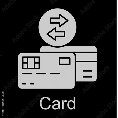 Credit Card Payment  White Vector Icon On Black Background 
