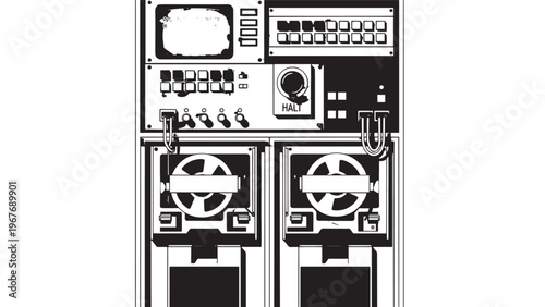 Vintage arcade game machines with colorful controls and screens in a gaming room.