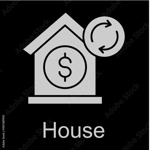 Mortgage Investment  White Vector Icon On Black Background 
