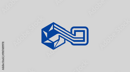 Blue and white logo symbol.