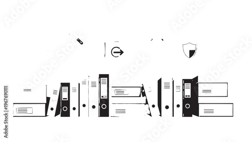 Modern office workspace with organized shelves and storage units for productivity.