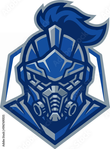 Blue Knight Helmet Illustration.