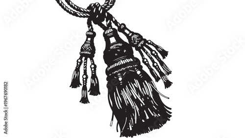 Close-up of a traditional decorative tassel with intricate details and craftsmanship.