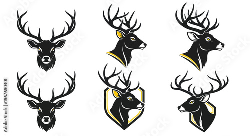 Deer Head Logos and Icons - Wildlife Animal Vector Graphics