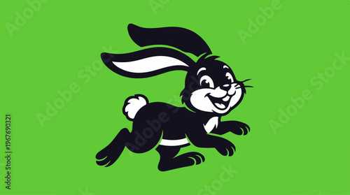 Cartoon Black and White Rabbit.