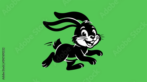 Cartoon rabbit character running fast.