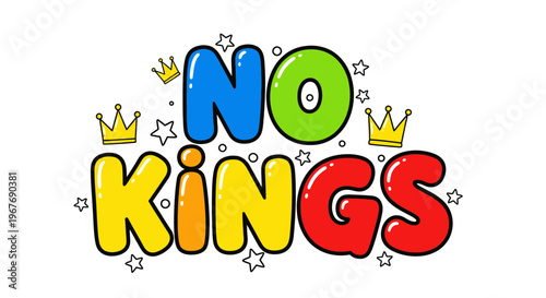 Colorful No Kings Text Graphic.