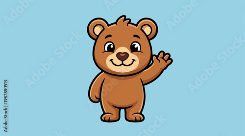 Cute Cartoon Brown Bear Character.