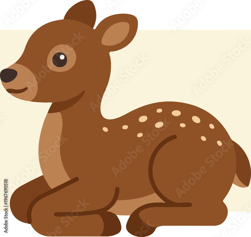 Cute Brown Fawn Cartoon Animal.